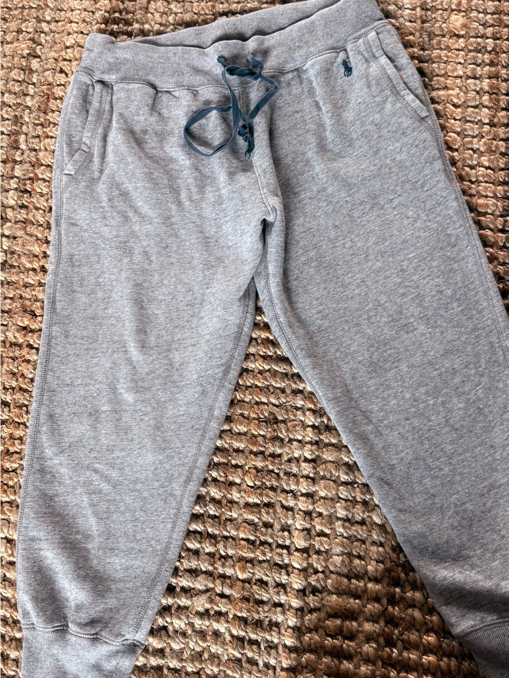 Ralph Lauren Gray Sweatpants with Navy Drawstring